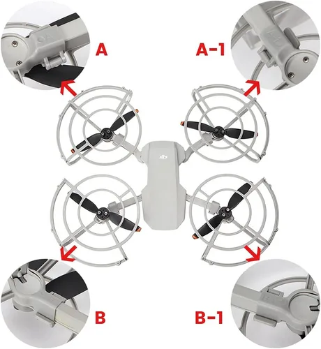Vista 4 de 360° Mini 2 Propeller Guard+16 piezas de hélice de bajo ruido y cuchillas de liberación rápida Props+Gimbal Protector Cover+1 par de hélices soporte