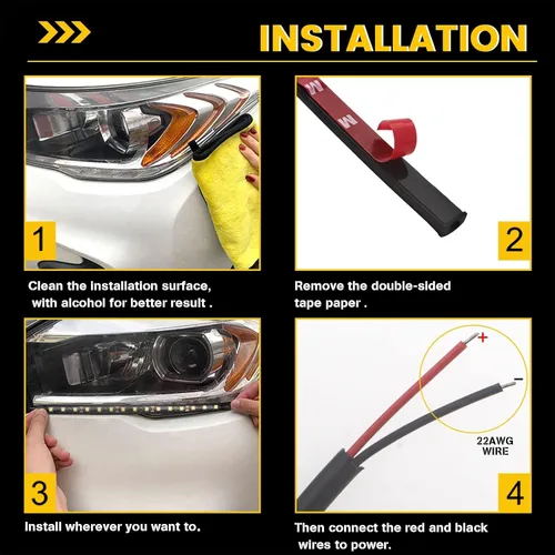 Vista 6 de YM E-Bright Tiras de luces LED ámbar/amarillas 5050 SMD impermeables para coches, luces de bajo para carritos de golf para motocicletas, barco