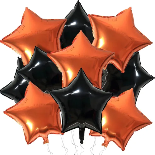 Vista 6 de Globos de papel de aluminio con forma de estrella de arena beige, marrón y blanco, 10 globos de Mylar en forma de estrellas de 18 pulgadas