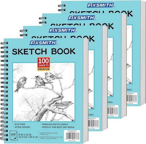 Vista 21 de FIXSMITH Cuaderno de bocetos de 5.5"X8.5" 100 hojas (68 lb/100gsm) Cuaderno de bocetos Papel de dibujo libre de ácido Bloc de bocetos