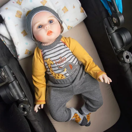 Vista 4 de 24 pulgadas bebé Reborn Baby Doll Boy Accesorios de ropa 4 piezas para muñecas Reborn de 22-24 pulgadas, ropa gris