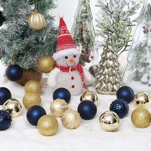 Vista 4 de 45 piezas de bolas de Navidad con brillantina de 6 cm / 2.36 pulgadas, juego de adornos para árbol de Navidad, adornos de Navidad irrompibles