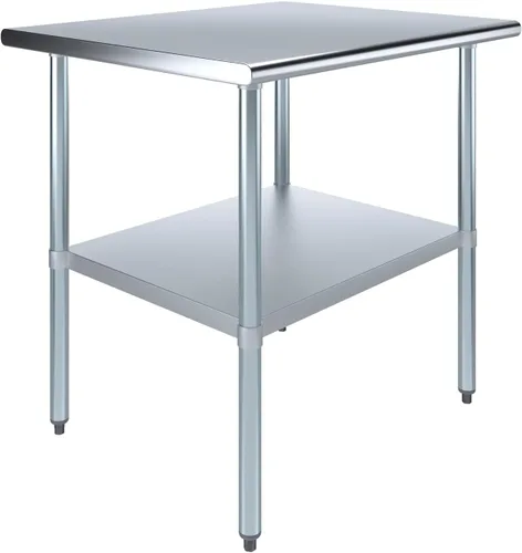 Vista 28 de Mesa de preparación de acero inoxidable de 24 x 12 pulgadas, mesa de trabajo resistente certificada NSF para uso doméstico y comercial, estante
