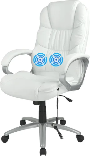 Vista 14 de FDW Silla de oficina para computadora, respaldo alto, ergonómica, ajustable, silla de escritorio giratoria de piel sintética ejecutiva con Beige