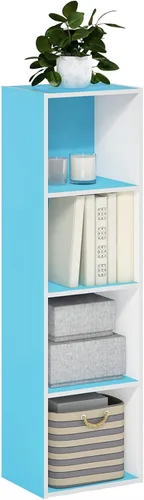 Vista 80 de Furinno - Estantería con 1 gabinete con puerta serie Luder, color blanco