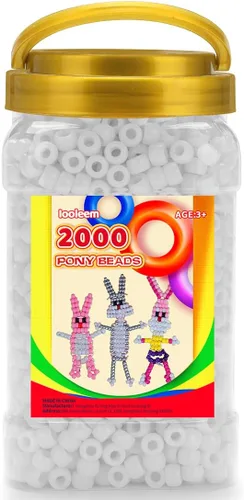 Vista 7 de IOOLEEM Cuentas de pony (2000 piezas, cuentas de pony negras), cuentas para hacer joyas, cuentas para manualidades, suministros para ensartar