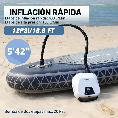 Vista 2 de CYCPLUS Smart SUP Air Pump, 20PSI, 38.48Wh Battery, Inflation & Deflation