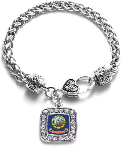 Vista 128 de Pulsera de dijes cuadrados de plata con joyería de circonita cúbica