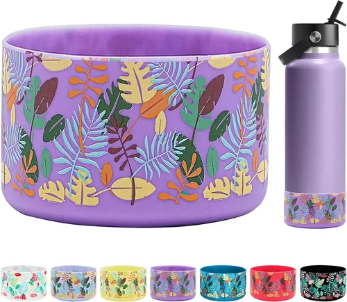 Vista 10 de HEYSKAY Bota protectora de silicona para botella de agua Hydro Flask, botella de agua de boca ancha, protector inferior de silicona antideslizante