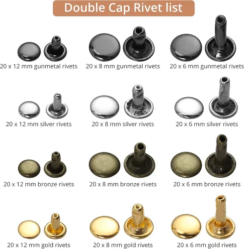 Vista 5 de Kamtop Juego de 240 remaches de cuero de doble tapa con alicates resistentes y perforador de agujero para cinturón, kit de herramientas de remaches