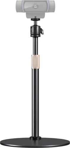 Soporte de trípode para cámara web para escritorio de altura ajustable y soporte giratorio de 360° para cámara web compatible con Logitech Webcam