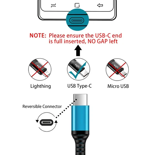 Vista 2 de C Cable de carga rápida USB tipo C Cable cargador Android Cables 6FT