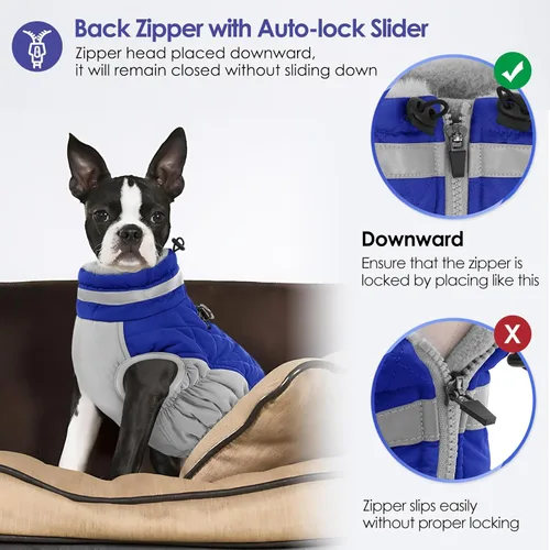 Vista 5 de AOFITEE Abrigo para perro, chaquetas cálidas para perros pequeños, abrigo de invierno para perros con arnés integrado, chaqueta de invierno