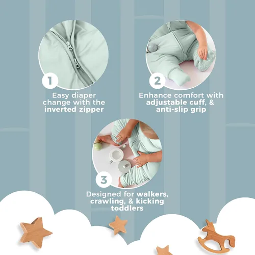 Vista 4 de Nyte Nyte Baby - 0.5-TOG Mint, 18 to 36 Months Sleeveless Sleep Sack, Baby & Toddler Sleeping Sack, Breathable Sleep Sack, Adjustable Feet Cuffs &