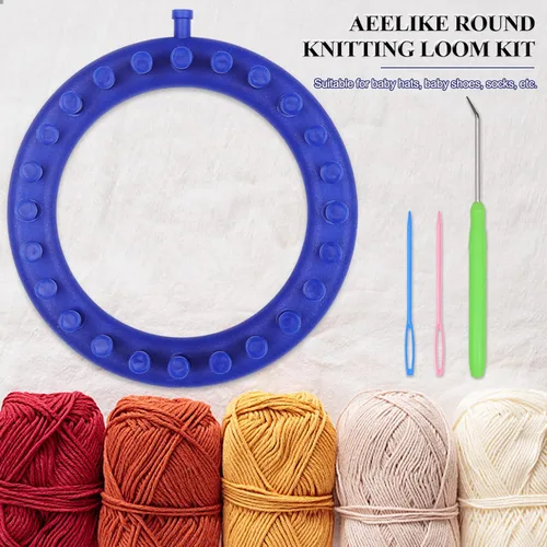 Vista 5 de Aeelike Juego de telares de tejer redondos – El juego de telar incluye telar de tejido circular, gancho y aguja de plástico – Telar de punto de 24