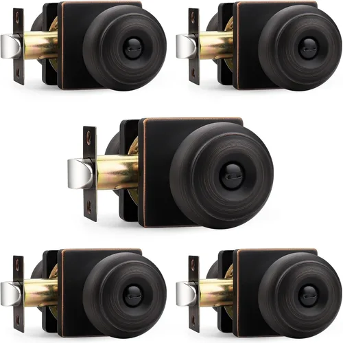 Vista 11 de Probrico Perillas de puerta negras con roseta cuadrada, manijas de puerta de privacidad para dormitorio, perillas de puerta negras cerraduras