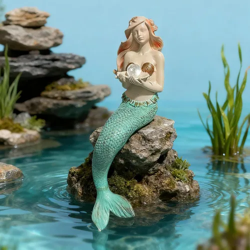 Teaeeno Decoraciones únicas de pecera de sirena, decoración de acuario de Rosa
