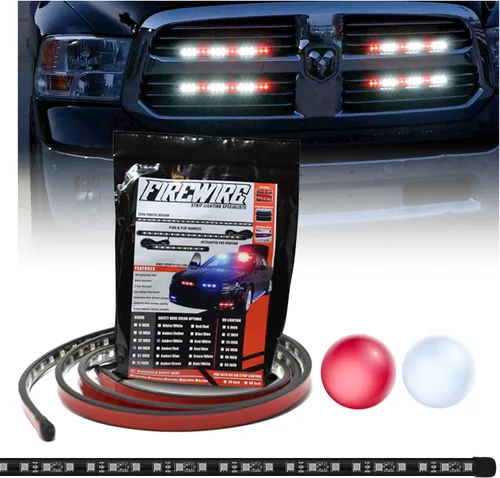 Vista 3 de Firewire Luces estroboscópicas de emergencia LED para camiones Kit de rejilla delantera de iluminación de vehículo de seguridad azul y blanco