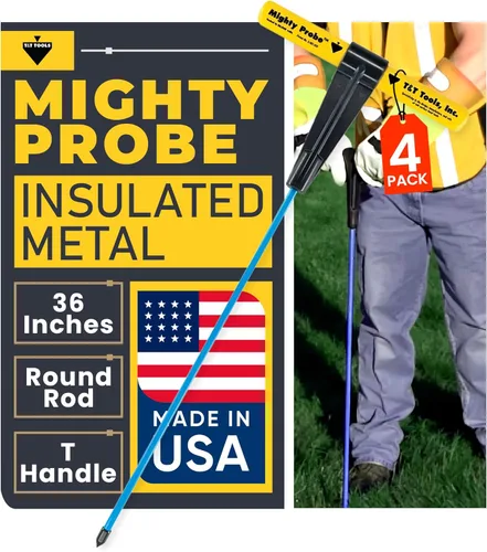 Vista 9 de T&T Tools - Sonda poderosa sonda de metal aislada de 36 pulgadas, varilla redonda de metal de 3/8 pulgadas, diseño resistente para fácil penetración