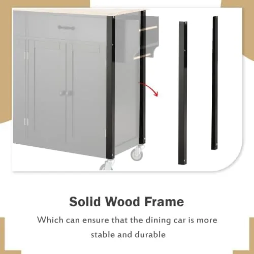 Vista 4 de Elefesign FridayParts FridayParts - Carrito de isla de cocina con parte superior de madera maciza y ruedas de bloqueo, 54.3 pulgadas de ancho