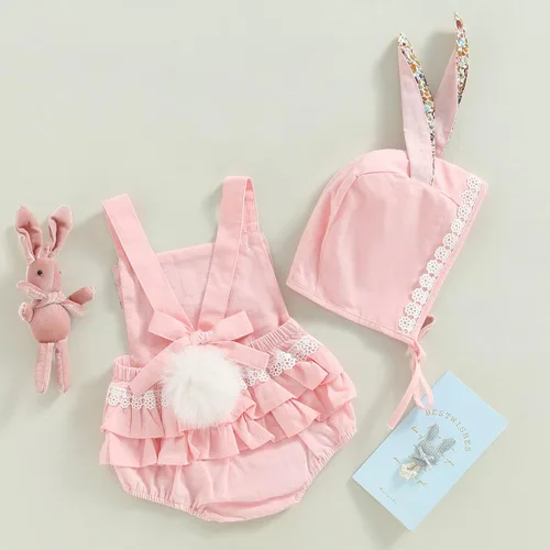 Vista 3 de Madjtlqy Disfraz de Pascua para niñas pequeñas, sin mangas, con cola
