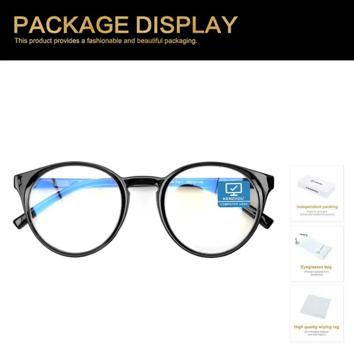 Vista 6 de K KENZHOU Gafas de bloqueo de luz azul para mujer con montura redonda