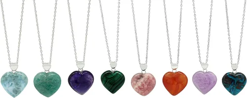 Vista 4 de Collar con colgante de corazón GemInspire para mujer, collar de gemas, colgante en forma de corazón, collar de cristal de corazón, cristal curativo