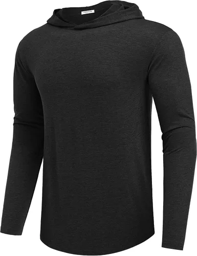 PINSPARK Sudaderas ligeras con capucha tipo pullover para hombres, manga larga, sudadera con capucha para golf, gimnasio, entrenamiento, sudadera