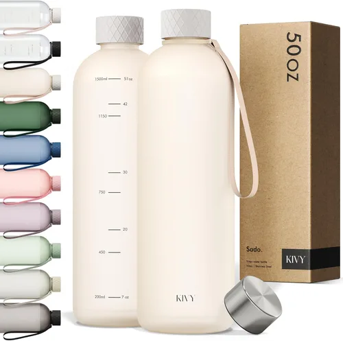 Vista 45 de KIVY Botella de agua delgada de 22 onzas [ligera e inastillable] – Botella de agua reutilizable de Tritan – Botella a prueba de fugas para mujeres