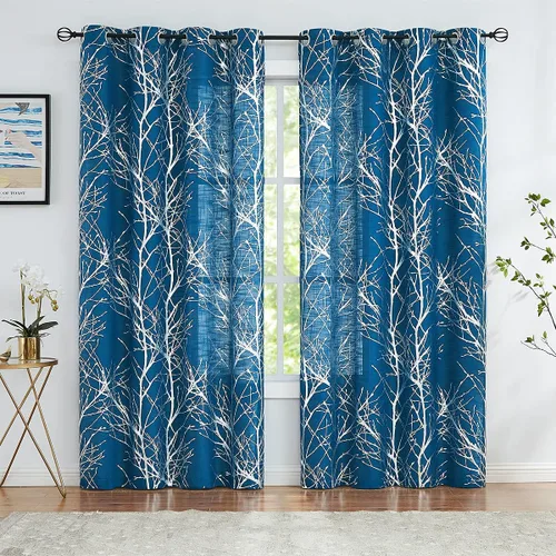 Vista 32 de FMFUNCTEX Cortinas de lino semitransparentes para dormitorio, cortinas blancas y negras de 45 pulgadas de largo para sala de estar, cortinas
