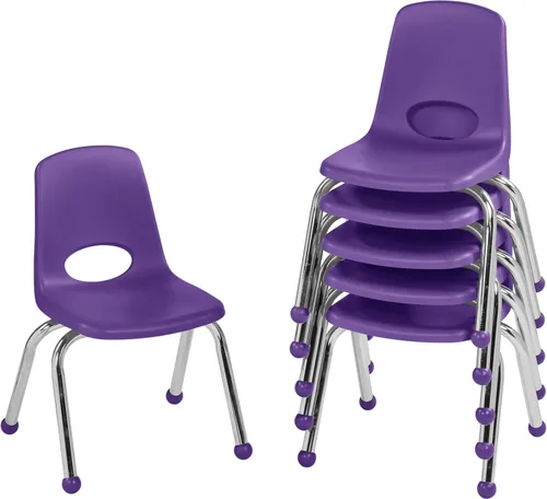Vista 59 de Factory Direct Partners 10367-BL Silla escolar apilable de 16 pulgadas, asiento apilable para estudiantes con patas de acero cromado y rodamientos
