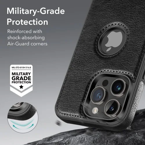 Vista 6 de WTCASE Funda magnética de piel para iPhone 14 Pro Max, soporte invisible integrado [compatible con Magsafe] protector delgado compatible con iPhone