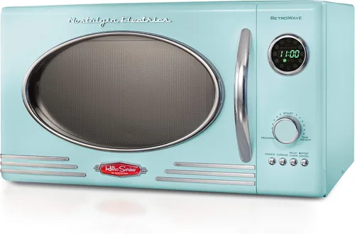 Vista 19 de Nostalgia Retro - Horno microondas de 1000W, capacidad de 1.1 pies cúbicos – Bloqueo de seguridad para niños, 8 ajustes de cocción automática