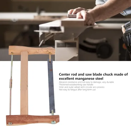 Vista 4 de Sierra de marco, sierras de mano de madera de teca, herramienta de corte de madera de arco de mano de carpintero de repuesto, sierra de marco