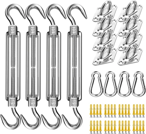 Vista 13 de FZENeast Kit de accesorios para toldo, 5 pulgadas, súper resistente, acero inoxidable 304 de grado marino, kit de accesorios para instalación