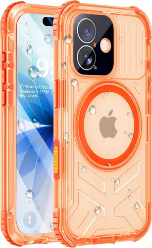 Vista 49 de Funda impermeable para iPhone 15 con Magsafe, protector de pantalla, cordón, IP68 militar de cuerpo completo a prueba de golpes, para deportes