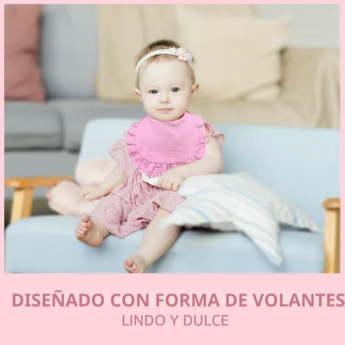 Vista 5 de Baberos de muselina para bebé, baberos tipo bandana para babeo para niñas, baberos de algodón 100% ajustables y suaves para dentición y babeo