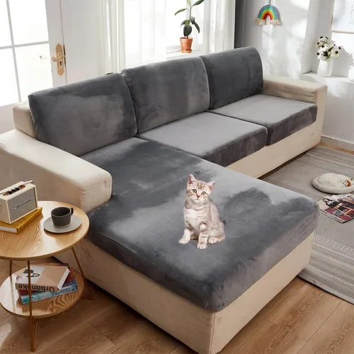 Vista 8 de TOPCHANCES Fundas de cojín de terciopelo para sofá, universal, resistente al desgaste, funda seccional, fundas elásticas para sofá, protector