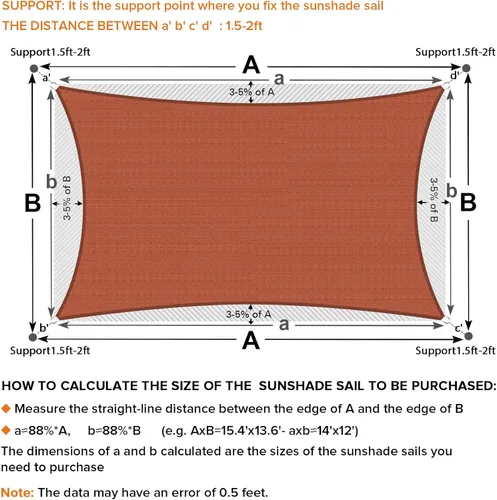 Vista 6 de Artpuch Parasol para el sol, 12 x 20 pies, rectangular, con borde curvo, color rojo óxido, calidad comercial de 6.53 oz/m² de polietileno de alta