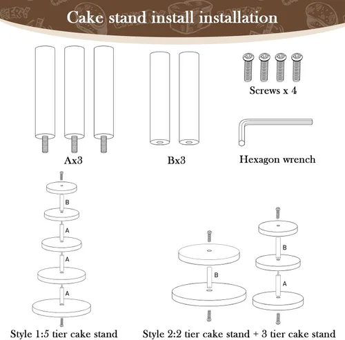 Vista 7 de Ayfjovs Soporte de madera para cupcakes de 5 niveles, soporte de madera rústica para tartas, soporte de exhibición de postres, rebanadas de madera