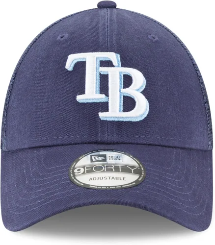 Vista 2 de New Era MLB The League 9FORTY - Gorra ajustable de malla con logotipo primario de equipo 9FORTY para todos - Tampa Bay Rays Navy