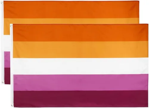 Vista 8 de Bandera original de orgullo lésbico Flaglink 3 x 5 pies - Bandera arcoíris lésbica