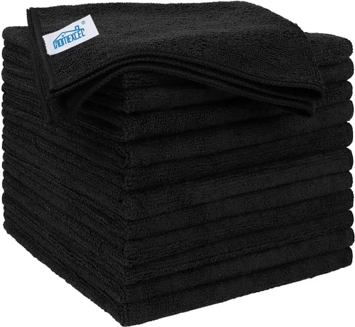 Vista 27 de HOMEXCEL Paquete de 6 paños de limpieza de microfibra negros, toallas de microfibra de 12.5 x 12.5 pulgadas para automóviles, paño de lavado
