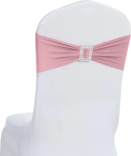 Vista 8 de Joccun 30 PCS Bandas de Spandex para Sillas con Lazos, Banda Elástica de Cubierta de Silla con Hebilla Deslizante, Lazos Elásticos Universales