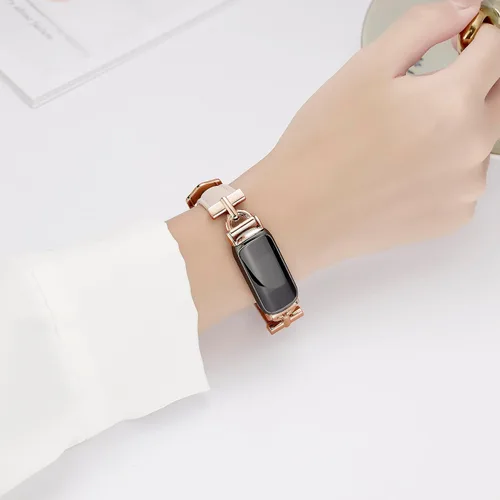 Vista 2 de Correas de cuero compatibles con Fitbit Inspire 3, correas de reloj de repuesto en forma de D, pulsera suave para Fitbit Inspire 3 Fitness Tracker