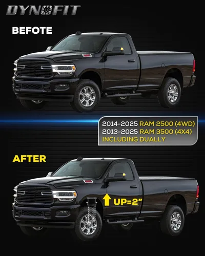 Vista 3 de dynofit Kit de elevación de nivelación de 2 pulgadas para Ram 2500 4WD 2014-2025, 2013-2025 Ram3500 4x4, espaciadores de estructura de acero sólido
