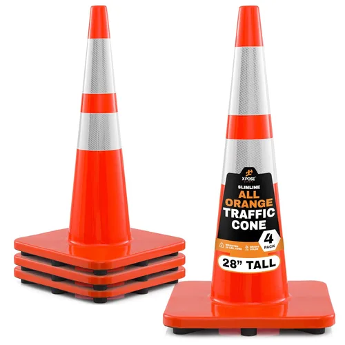 Vista 24 de Xpose Safety Conos de tráfico naranjas de 28 pulgadas con collares de 6 y 4 pulgadas, 1 paquete – Cono de seguridad de plástico PVC multiusos