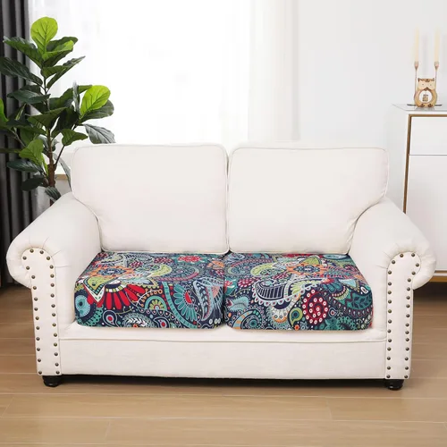 Vista 102 de hyha Fundas de cojín de sofá estampadas, fundas de sofá florales lavables para sofás con 2 cojines, fundas de cojín de patrón elástico para muebles