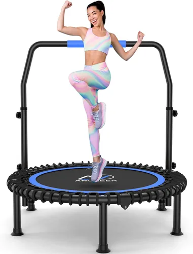 ANCHEER Trampolín Rebounder de 40 pulgadas con mango ajustable de 4 niveles, mini trampolín máximo de 400 libras, trampolín de fitness resistente,