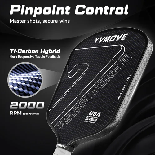 Vista 2 de Pickleball Paddle with T700 Raw Carbon Fiber Surface & 16mm STR-Core Power Polymer Core, Premium Pickle Ball Racket Designed for Ultimate Spin &